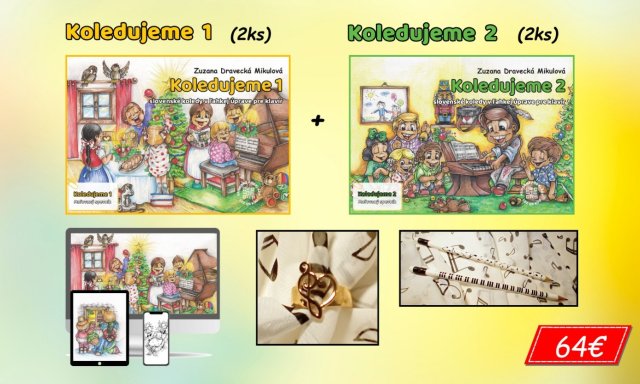 2 ks KOLEDUJEME 1 + 2 ks KOLEDUJEME 2  + 1 ks CERUZKA  + 1 ks PRSTEŇ + 8 ks WALLPAPERS