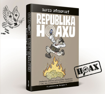 Kniha s podpisom + nálepky Hoaxy sa na mňa nelepia.