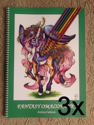 3x Kniha Fantasy omaľovánky