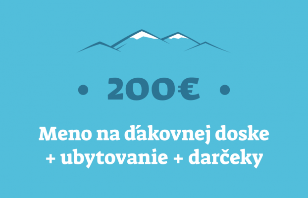 Vaše meno na ďakovnej doske + ubytovanie na Domčeku Horskej Služby + 2 darčeky