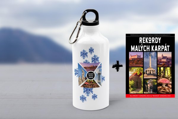Kniha Rekordy Malých Karpát + plechová turistická fľaša