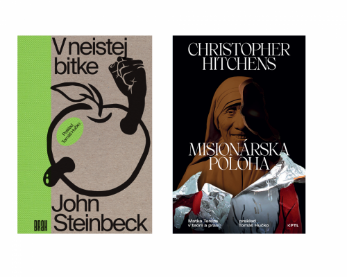 1x kniha V neistej bitke od Johna Steinbecka + kniha Misionárska poloha od autora Christophera Hitchensa