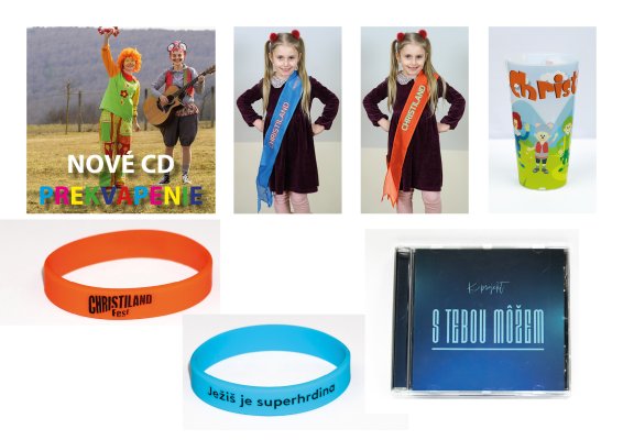 Nové CD PREKVAPENIE + modrá a červená šerpa + náramok Christiland fest + náramok Superhrdina + pohár Christiland + CD S Tebou mô
