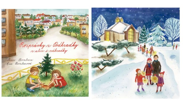 Autorská vianočná ilustrácia + kniha Rozprávky z Podhradky, z ulice i záhradky + pohľadnica