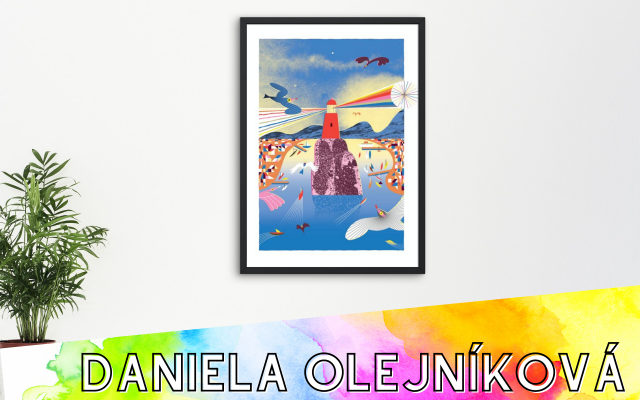 Maják dúhovej nádeje - Podpísaná autorská grafika od ilustrátorky Daniely Olejníkovej