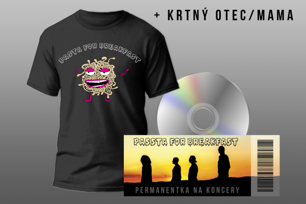 VP + CD s podpismi + 2x tričko + krstný otec/mama CD + permanentka na koncerty