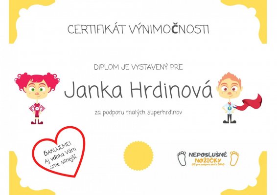 CERTIFIKÁT VÝNIMOČNOSTI