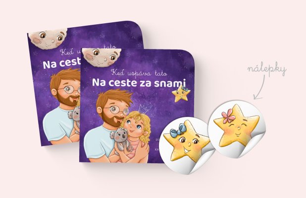2x Knižka Na ceste za snami - keď uspáva tato a nálepka