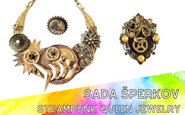 Sada šperkov od Steampunk Queen Jewelry (zlatá)