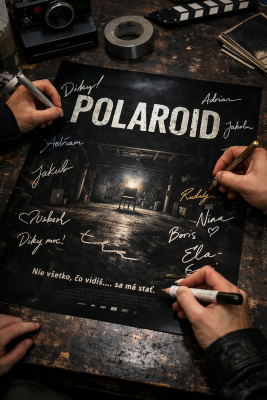 Tlačený plagát s podpismi celého štábu