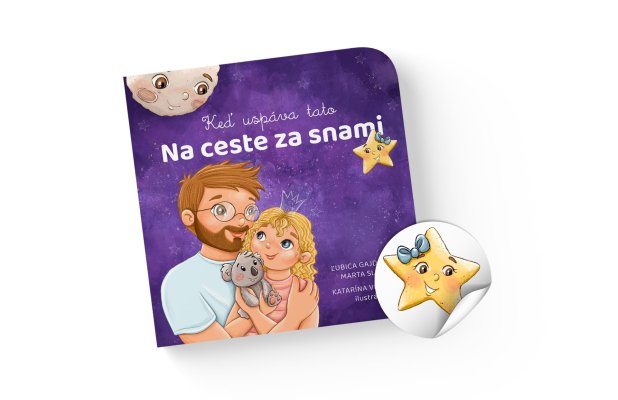 Knižka Na ceste za snami - keď uspáva tato a nálepka