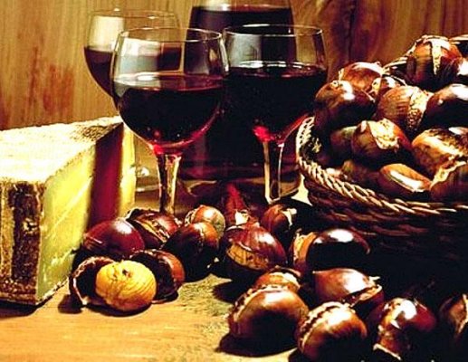 Flaša vínka k pečeným gaštanom + vrecko gaštanov
