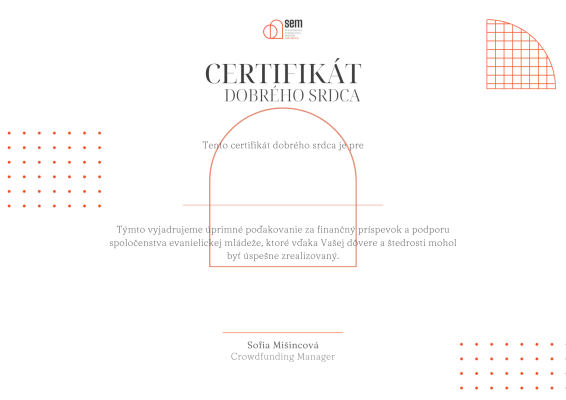 Ďakovný certifikát