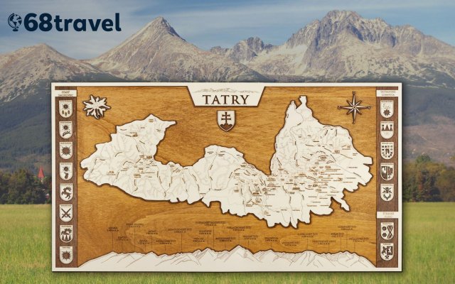 Drevená nástenná mapa Tatier